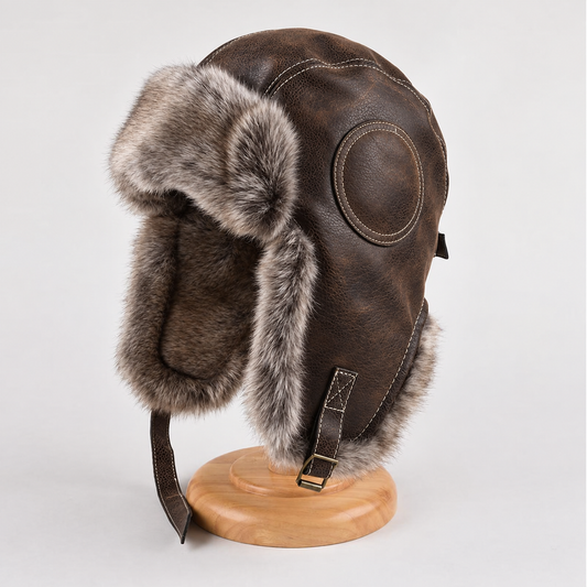 Vintage WWII  Fur-Lined Aviator Hat
